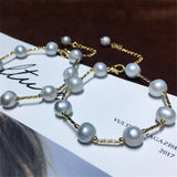 Women's Freshwater Ash Pearl Bracelet with Round Strong Light Micro-Defect Chain