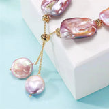 Freshwater Baroque Shaped Purple Pearl Pull Bracelet