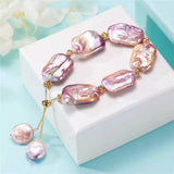 Freshwater Baroque Shaped Purple Pearl Pull Bracelet