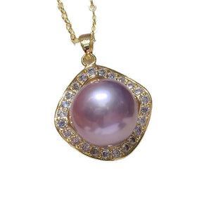 Purple Freshwater Pearl Pendant 18k Jewelry Necklace