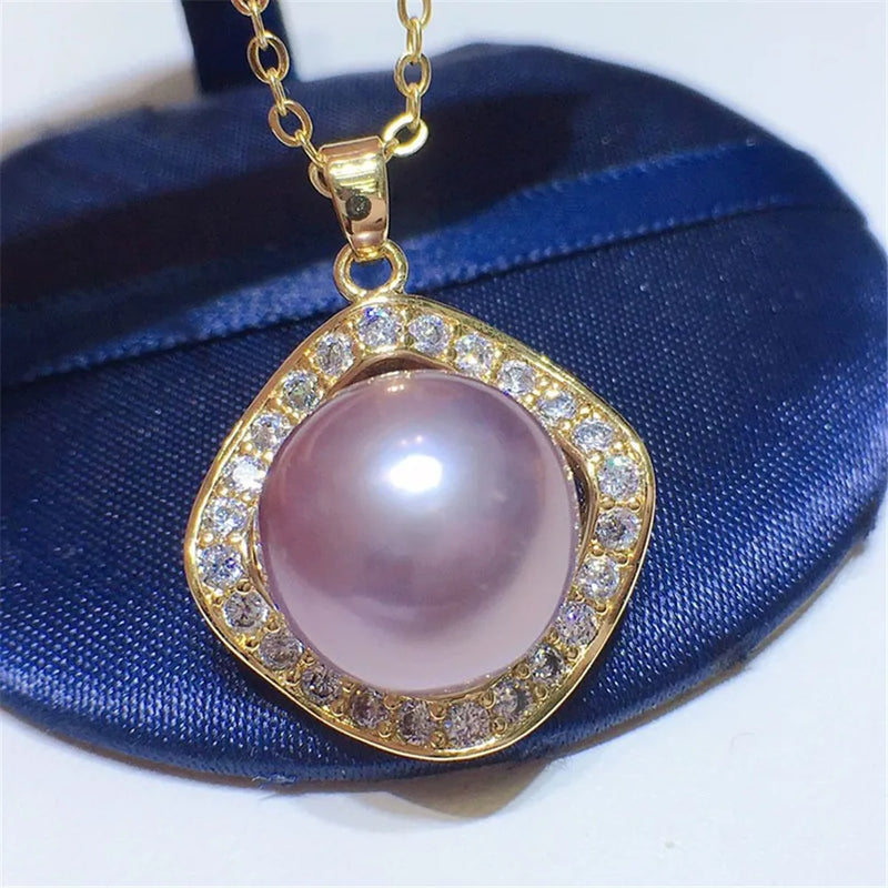 Purple Freshwater Pearl Pendant 18k Jewelry Necklace