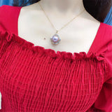 Purple Freshwater Pearl Pendant 18k Jewelry Necklace