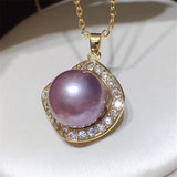 Purple Freshwater Pearl Pendant 18k Jewelry Necklace