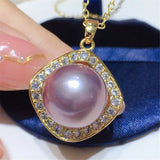 Purple Freshwater Pearl Pendant 18k Jewelry Necklace