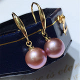 Purple 8-9mm Pearl Ear Hooks, Classic Earrings