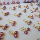 Purple 8-9mm Pearl Ear Hooks, Classic Earrings