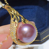 Women's Round Purple Pendant 12-13mm 18k Fine Jewelry
