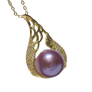 Women's Round Purple Pendant 12-13mm 18k Fine Jewelry
