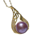 Women's Round Purple Pendant 12-13mm 18k Fine Jewelry