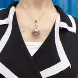 Women's Round Purple Pendant 12-13mm 18k Fine Jewelry