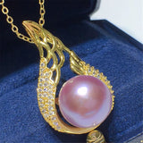 Women's Round Purple Pendant 12-13mm 18k Fine Jewelry