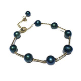 Peacock Green Pearl Bracelet 9-10mm Personality Jewelry