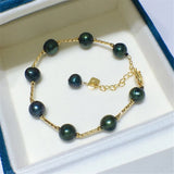 Peacock Green Pearl Bracelet 9-10mm Personality Jewelry