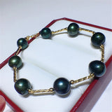 Peacock Green Pearl Bracelet 9-10mm Personality Jewelry