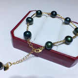 Peacock Green Pearl Bracelet 9-10mm Personality Jewelry