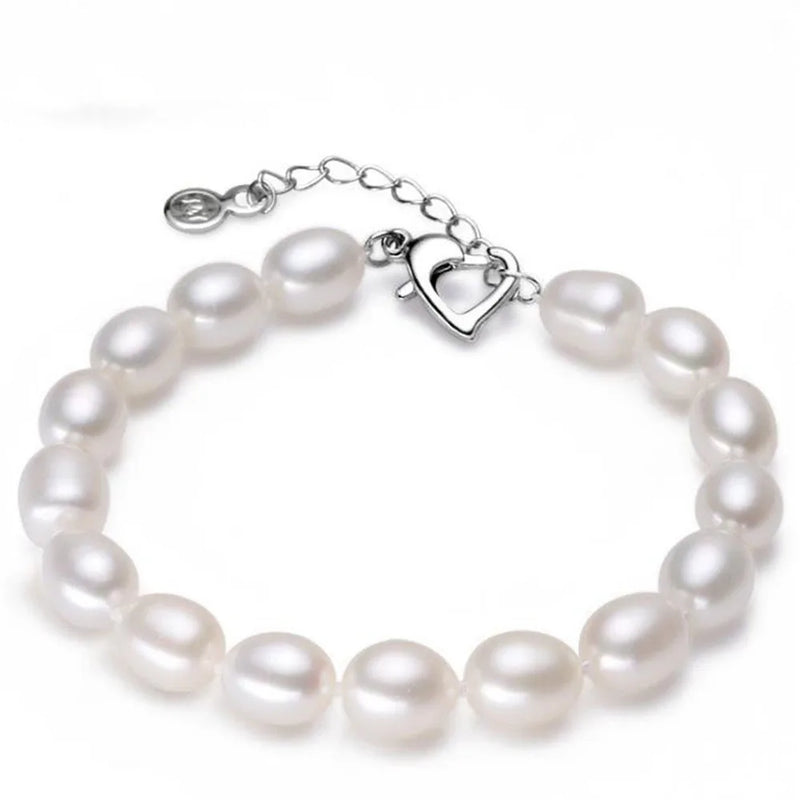 Sterling Silver Rice Pearl Bracelet for Women