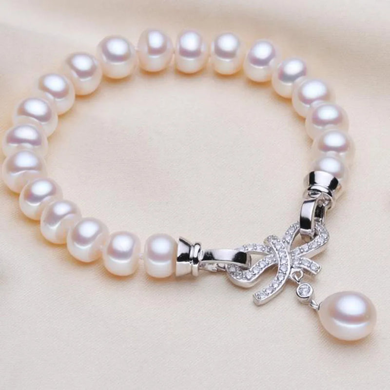 Natural Pearl Bracelet Women's S925 - Gift for Her
