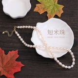Women's S925 Rice Pearl Necklace Romantic High Fine Jewelry Anniversary Chain