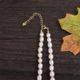 Women's S925 Rice Pearl Necklace Romantic High Fine Jewelry Anniversary Chain