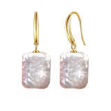 Square Baroque Pearl Pendant Necklace and Earrings Set