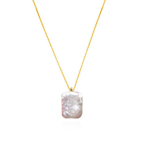 Square Baroque Pearl Pendant Necklace and Earrings Set