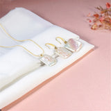 Square Baroque Pearl Pendant Necklace and Earrings Set
