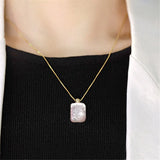 Square Baroque Pearl Pendant Necklace and Earrings Set