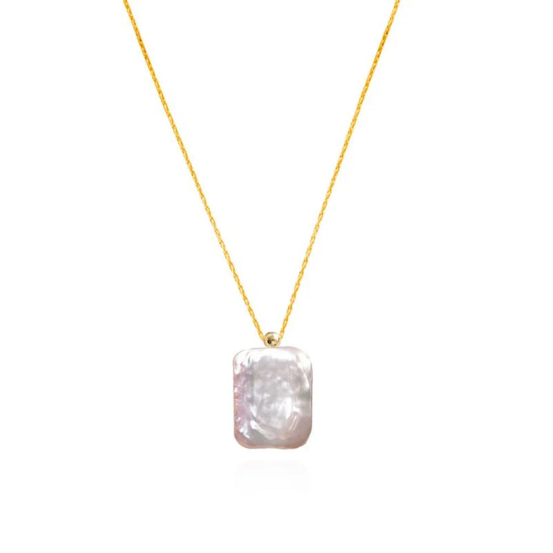 Square Baroque Pearl Pendant Necklace and Earrings Set