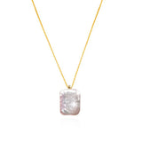 Square Baroque Pearl Pendant Necklace and Earrings Set