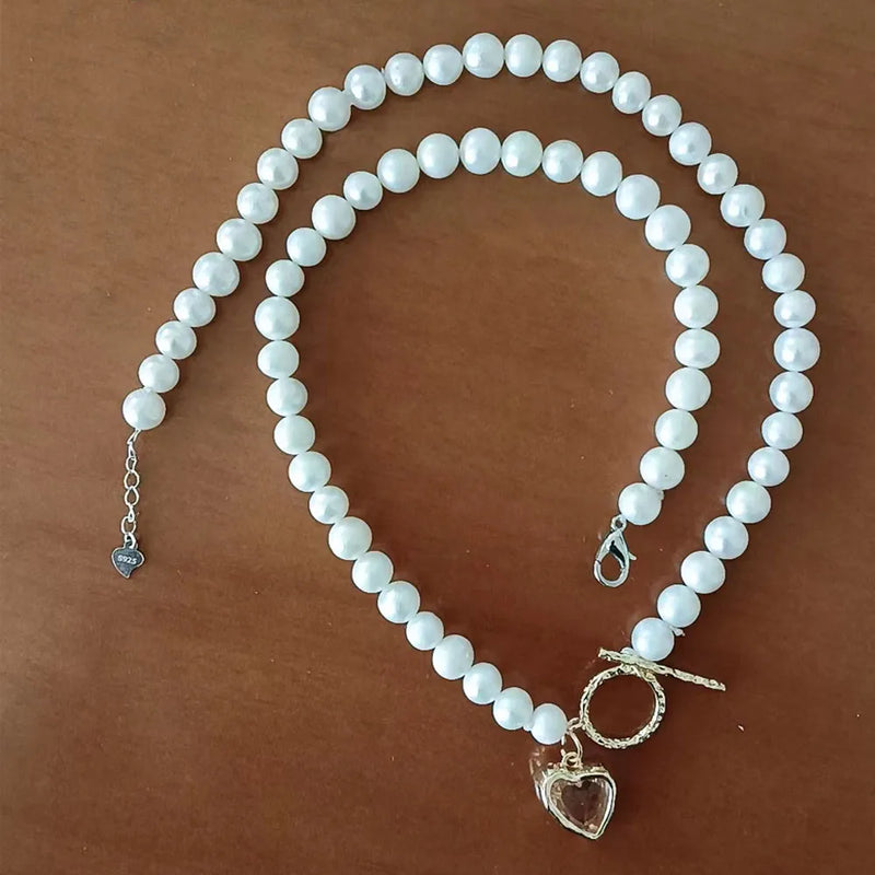 Women's Freshwater Pearl Necklace Unique Design Chain Gift
