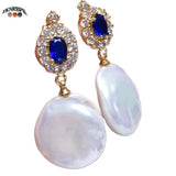 Vintage French 18K Natural Balok Pearl Earrings Classic Wedding Jewelry