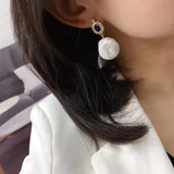 Vintage French 18K Natural Balok Pearl Earrings Classic Wedding Jewelry