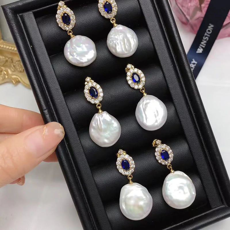 Vintage French 18K Natural Balok Pearl Earrings Classic Wedding Jewelry