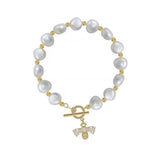 Baroque Pearl Bracelet with Bee Pendant and Zircon