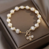Baroque Pearl Bracelet with Bee Pendant and Zircon