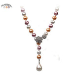 Multicolor Pearl Sweater Chain S925 Sterling Silver Necklace