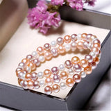 Natural Freshwater Pearl Bracelet in White/Purple/Pink/Black
