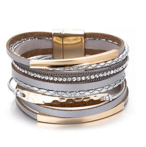 Boho Braided Rope Leather Bracelet for Women