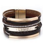 Boho Braided Rope Leather Bracelet for Women