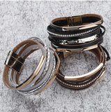 Boho Braided Rope Leather Bracelet for Women
