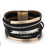 Boho Braided Rope Leather Bracelet for Women