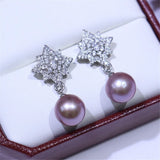 YNRBPH Freshwater Pearl Stud Earrings 9-10mm French Retro