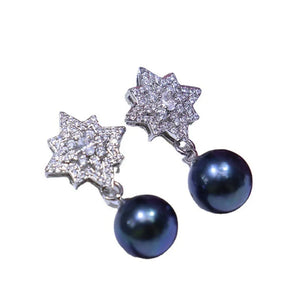 YNRBPH Freshwater Pearl Stud Earrings 9-10mm French Retro