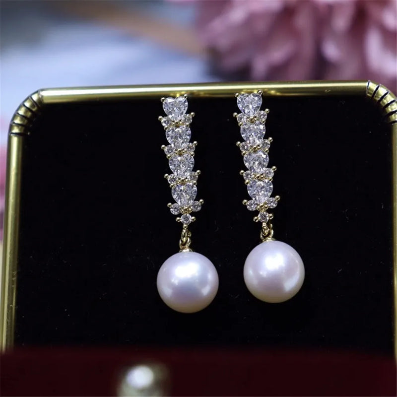 YNRBPH Freshwater Pearl Stud Earrings 9-10mm French Retro