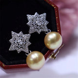 YNRBPH Freshwater Pearl Stud Earrings 9-10mm French Retro