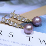YNRBPH Freshwater Pearl Stud Earrings 9-10mm French Retro
