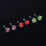 24PCS 925 Sterling Silver Crystal Flower Nose Stud Ring Body Piercing Jewelry