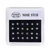 24PCS 925 Sterling Silver Crystal Nose Stud Body Piercing Jewelry