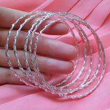 925 Silver Bracelet Bangle 70MM Pair