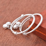 2PCS 925 Sterling Silver Baby Bangles Kids Bracelets